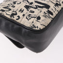 CHANEL Choco Bar Chain Shoulder Bag Satin Black Silver CC Auth 189234V-15