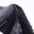 CHANEL Choco Bar Chain Shoulder Bag Satin Black Silver CC Auth 189234V-19