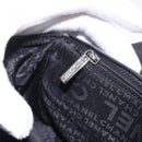 CHANEL Choco Bar Chain Shoulder Bag Satin Black Silver CC Auth 189234V-21