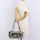 CHANEL Choco Bar Chain Shoulder Bag Satin Black Silver CC Auth 189234V-23