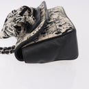 CHANEL Choco Bar Chain Shoulder Bag Satin Black Silver CC Auth 189234V-4