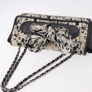 CHANEL Choco Bar Chain Shoulder Bag Satin Black Silver CC Auth 189234V-6