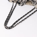 CHANEL Choco Bar Chain Shoulder Bag Satin Black Silver CC Auth 189234V-7