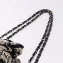 CHANEL Choco Bar Chain Shoulder Bag Satin Black Silver CC Auth 189234V-8