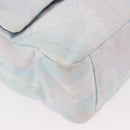 CHANEL Big Matelasse 30 Chain Bag Canvas Light Blue Silver CC Auth 189235SAV-8