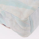 CHANEL Big Matelasse 30 Chain Bag Canvas Light Blue Silver CC Auth 189235SAV-16