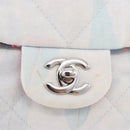 CHANEL Big Matelasse 30 Chain Bag Canvas Light Blue Silver CC Auth 189235SAV-18