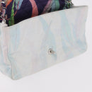 CHANEL Big Matelasse 30 Chain Bag Canvas Light Blue Silver CC Auth 189235SAV-21