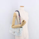 CHANEL Big Matelasse 30 Chain Bag Canvas Light Blue Silver CC Auth 189235SAV-27