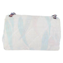 CHANEL Big Matelasse 30 Chain Bag Canvas Light Blue Silver CC Auth 189235SAV-2