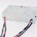CHANEL Big Matelasse 30 Chain Bag Canvas Light Blue Silver CC Auth 189235SAV-6