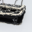 CHANEL Choco Bar Chain Shoulder Bag Tweed Black Silver CC Auth 189240SAM-9