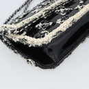 CHANEL Choco Bar Chain Shoulder Bag Tweed Black Silver CC Auth 189240SAM-14