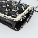 CHANEL Choco Bar Chain Shoulder Bag Tweed Black Silver CC Auth 189240SAM-15
