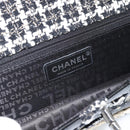 CHANEL Choco Bar Chain Shoulder Bag Tweed Black Silver CC Auth 189240SAM-17