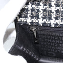 CHANEL Choco Bar Chain Shoulder Bag Tweed Black Silver CC Auth 189240SAM-20