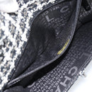 CHANEL Choco Bar Chain Shoulder Bag Tweed Black Silver CC Auth 189240SAM-21