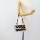 CHANEL Choco Bar Chain Shoulder Bag Tweed Black Silver CC Auth 189240SAM-22