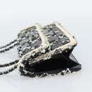 CHANEL Choco Bar Chain Shoulder Bag Tweed Black Silver CC Auth 189240SAM-3