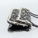 CHANEL Choco Bar Chain Shoulder Bag Tweed Black Silver CC Auth 189240SAM-4