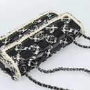 CHANEL Choco Bar Chain Shoulder Bag Tweed Black Silver CC Auth 189240SAM-6