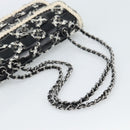 CHANEL Choco Bar Chain Shoulder Bag Tweed Black Silver CC Auth 189240SAM-7