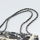 CHANEL Choco Bar Chain Shoulder Bag Tweed Black Silver CC Auth 189240SAM-8
