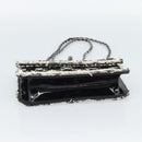 CHANEL Choco Bar Chain Shoulder Bag Tweed Black Silver CC Auth 189240SAM-5