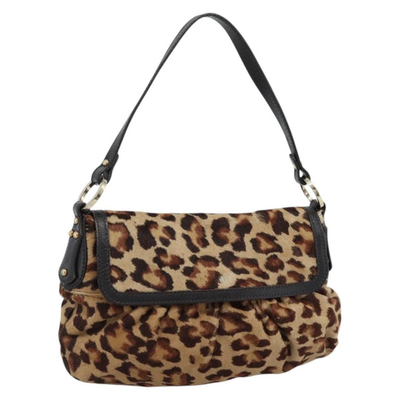 FENDI Shoulder Bag Harako leather Beige Gold Auth 189242