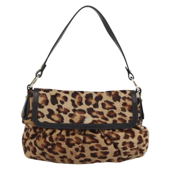 FENDI Shoulder Bag Harako leather Beige Gold Auth 189242