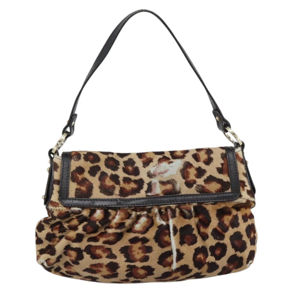 FENDI Shoulder Bag Harako leather Beige Gold Auth 189242