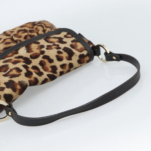 FENDI Shoulder Bag Harako leather Beige Gold Auth 189242