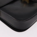 CELINE Circle Shoulder Bag Leather Black Gold Auth 189243A-9