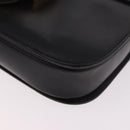CELINE Circle Shoulder Bag Leather Black Gold Auth 189243A-14