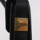CELINE Circle Shoulder Bag Leather Black Gold Auth 189243A-10