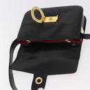 CELINE Circle Shoulder Bag Leather Black Gold Auth 189243A-18