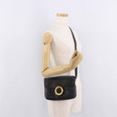 CELINE Circle Shoulder Bag Leather Black Gold Auth 189243A-26