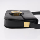 CELINE Circle Shoulder Bag Leather Black Gold Auth 189243A-3