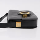CELINE Circle Shoulder Bag Leather Black Gold Auth 189243A-4