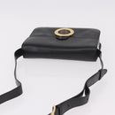 CELINE Circle Shoulder Bag Leather Black Gold Auth 189243A-6