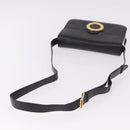 CELINE Circle Shoulder Bag Leather Black Gold Auth 189243A-7
