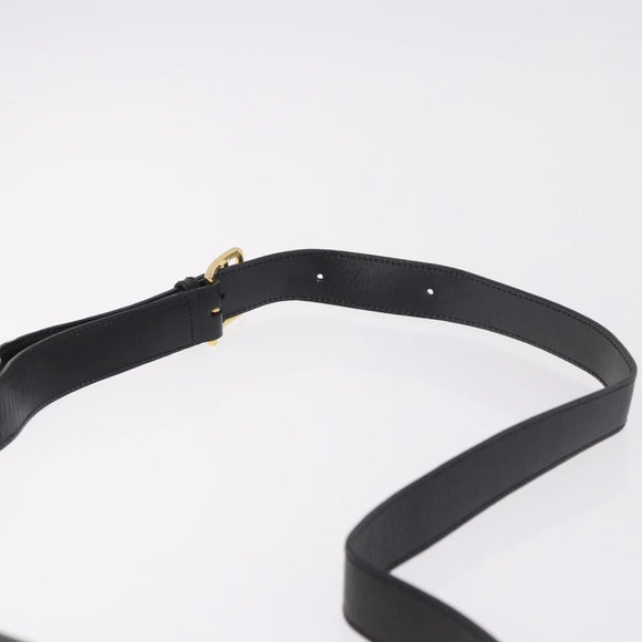 CELINE Circle Shoulder Bag Leather Black Gold Auth 189243A