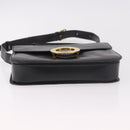 CELINE Circle Shoulder Bag Leather Black Gold Auth 189243A-5