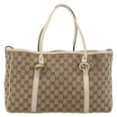 GUCCI GG Canvas Miss GG Tote Bag Beige Silver gold 232957 Auth 189245-2
