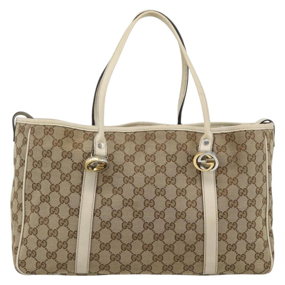 GUCCI GG Canvas Miss GG Tote Bag Beige Silver gold 232957 Auth 189245
