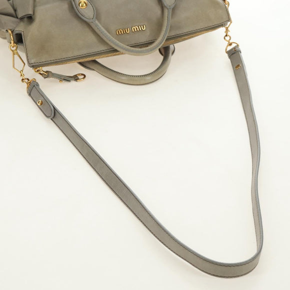 Miu Miu Hand Bag Leather 2way Gray Gold Auth 189246V