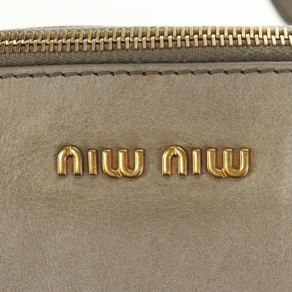 Miu Miu Hand Bag Leather 2way Gray Gold Auth 189246V