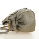 Miu Miu Hand Bag Leather 2way Gray Gold Auth 189246V-5