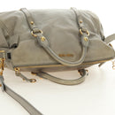 Miu Miu Hand Bag Leather 2way Gray Gold Auth 189246V-7