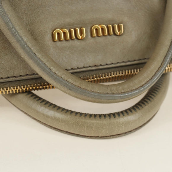 Miu Miu Hand Bag Leather 2way Gray Gold Auth 189246V